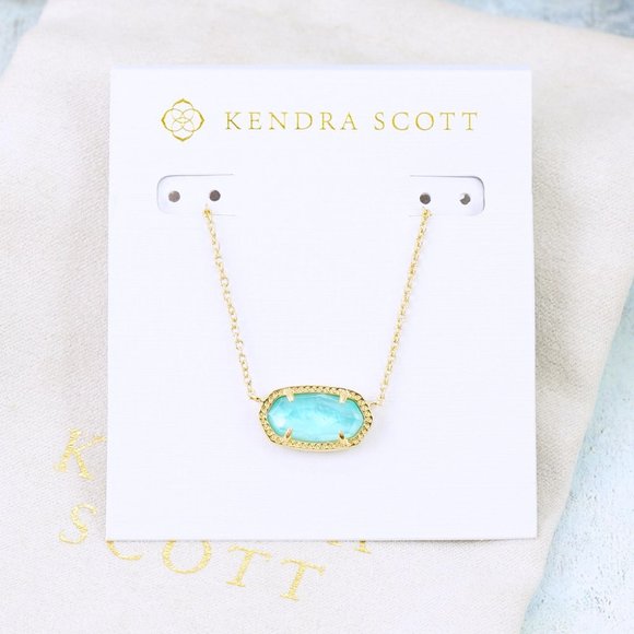 Kendra Scott Elisa Aqua Blue Illusion Necklace Gold Plated - Picture 3 of 7